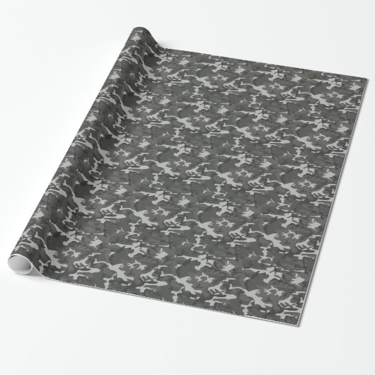 Moderne grijze militaire camouflage cadeaupapier (Uitgerold)