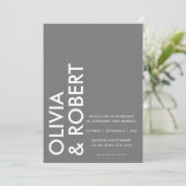 Moderne, grijze, minimale bruiloft kaart (Staand voorkant)