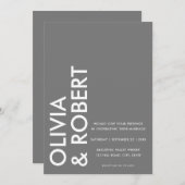 Moderne, grijze, minimale bruiloft kaart (Voorkant / Achterkant)