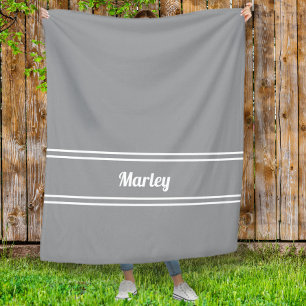 Moderne Grijze Minimale Naam Monogram Sjabloon Fleece Deken