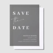 Moderne Grijze Minimalistische Elegant Save the Da Vellum Uitnodigingen (Offset)