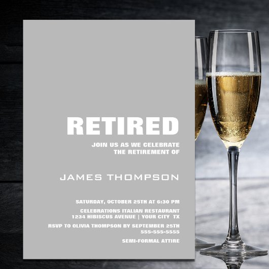 Moderne grijze minimalistische pensioenpartij kaart