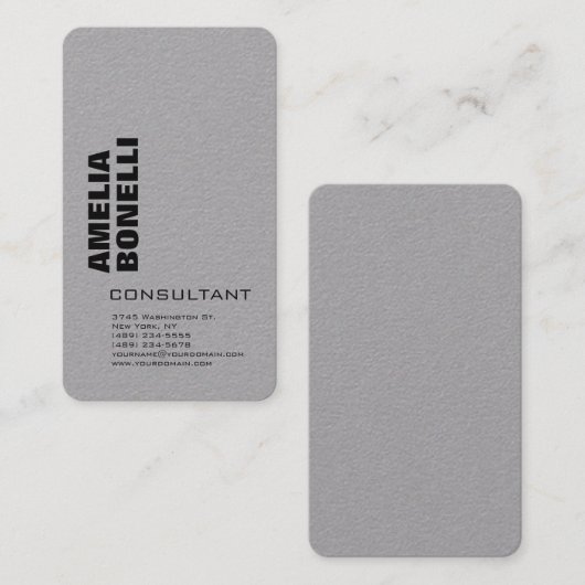 Moderne, grijze, minimalistische professional visitekaartje (Voorkant / Achterkant)