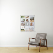 Moderne grijze monochrome familie fotocollage wandkleed (In situ)