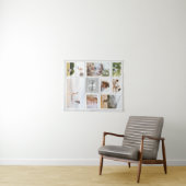 Moderne grijze monochrome familie fotocollage wandkleed (In Situ (horizontaal))