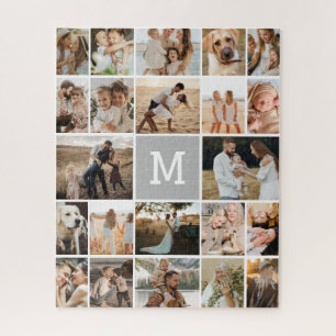 Moderne grijze monogram 22 fotocollage legpuzzel