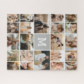 Moderne grijze monogram 22 fotocollage legpuzzel (Horizontaal)