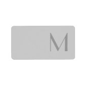 Moderne Grijze Monogram Adresetiketten Etiket (Voorkant)
