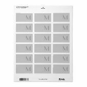 Moderne Grijze Monogram Adresetiketten Etiket (Full Sheet)