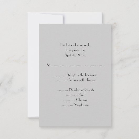Moderne grijze monogram Antwoord Kaarten met menuo (Voorkant)