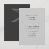 Moderne grijze monogram Antwoord Kaarten met menuo (Voorkant / Achterkant)