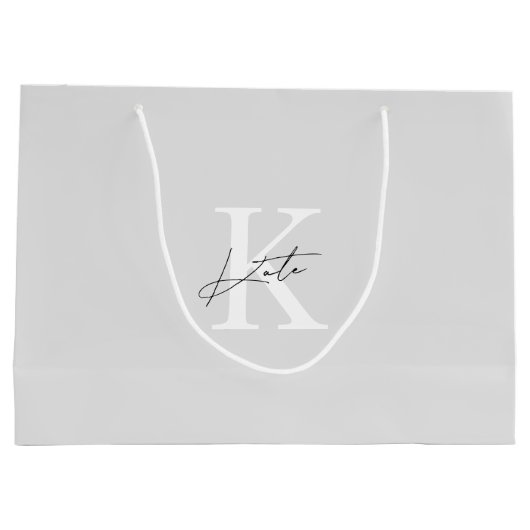Moderne Grijze Monogram Bruidsmeisje voorstel Gift Groot Cadeauzakje (Achterkant)