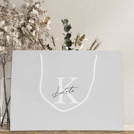 Moderne Grijze Monogram Bruidsmeisje voorstel Gift Groot Cadeauzakje