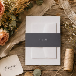 Moderne grijze monogram minimalistische elegante t uitnodigingen wikkel