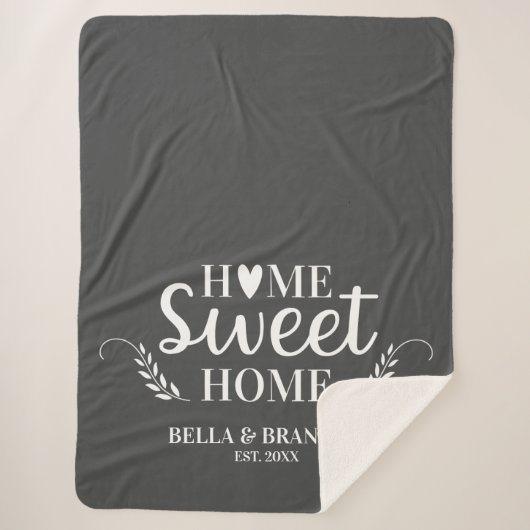 Moderne Grijze Monogram Naam Deken (Voorkant)