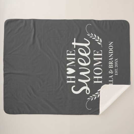 Moderne Grijze Monogram Naam Deken (Voorkant (horizontaal))