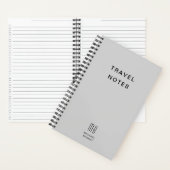 Moderne Grijze Monogram Reizen Notitieboek (Binnen)