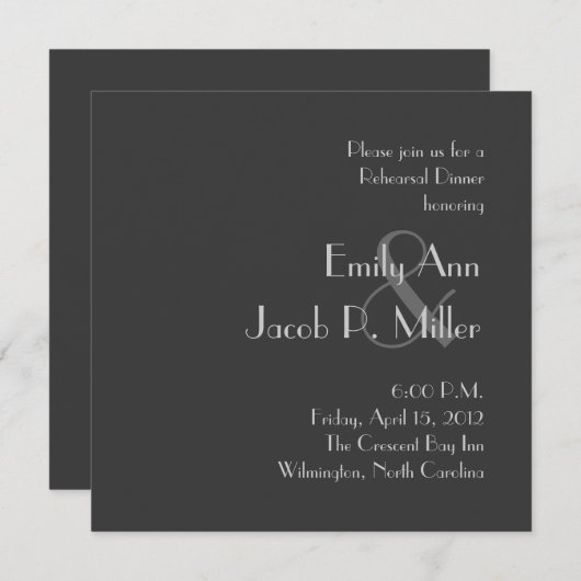 Moderne grijze monogram repetitie met inwendige ui kaart (Voorkant / Achterkant)