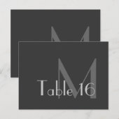 Moderne grijze monogram tabelkaart briefkaart (Voorkant / Achterkant)