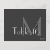 Moderne grijze monogram tabelkaart briefkaart (Achterkant)