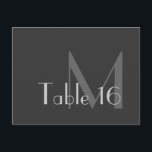 Moderne grijze monogram tabelkaart briefkaart<br><div class="desc">***U moet elk tabelnummer afzonderlijk bestellen.***

Ook beschikbaar:</div>