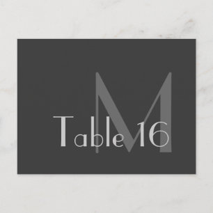 Moderne grijze monogram tabelkaart briefkaart