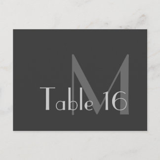 Moderne grijze monogram tabelkaart briefkaart