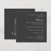 Moderne grijze monogram trouwmenu's menu (Voorkant / Achterkant)