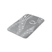 Moderne grijze Muzieknoten Monogram Bath Mat (Gekanteld)