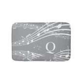 Moderne grijze Muzieknoten Monogram Bath Mat (Voorkant)