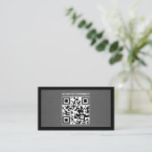 Moderne grijze namaakmetaal zwarte QR-code vet Visitekaartje (Staand voorkant)