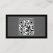 Moderne grijze namaakmetaal zwarte QR-code vet Visitekaartje (Voorkant)