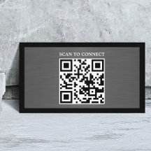 Moderne grijze namaakmetaal zwarte QR-code vet