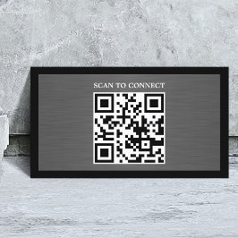 Moderne grijze namaakmetaal zwarte QR-code vet Visitekaartje