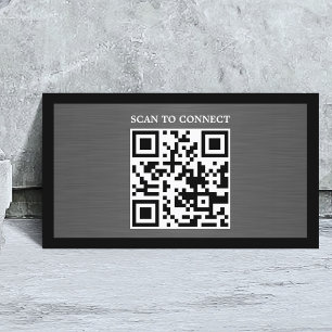 Moderne grijze namaakmetaal zwarte QR-code vet Visitekaartje