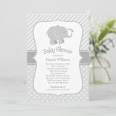 Moderne grijze olifant neutraal Baby shower Kaart (Staand voorkant)