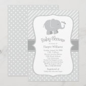 Moderne grijze olifant neutraal Baby shower Kaart (Voorkant / Achterkant)