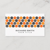 Moderne grijze oranje blauwe hexagon grens visitekaartje (Voorkant)