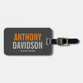 Moderne grijze Oranje tekstminimalist legant Bagagelabel (Voorkant horizontaal)