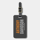 Moderne grijze Oranje tekstminimalist legant Bagagelabel (Voorkant verticaal)