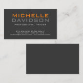 Moderne grijze Oranje tekstminimalist legant Visitekaartje (Voorkant / Achterkant)