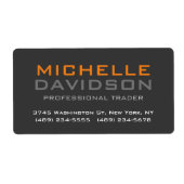 Moderne grijze oranje vetgedrukte tekst minimalist etiket (Voorkant)