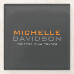 Moderne grijze Oranje, vette tekstminimalistische  Glazen Onderzetter