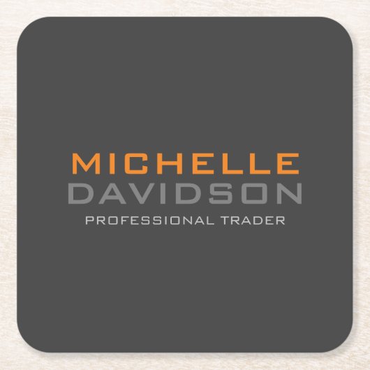 Moderne grijze Oranje, vette tekstminimalistische  Kartonnen Onderzetters (Voorkant)