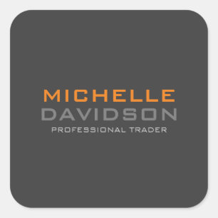 Moderne grijze Oranje, vette tekstminimalistische  Vierkante Sticker