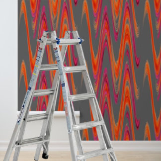 Moderne grijze oranje zig-zag patroonstickers behang
