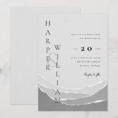 moderne grijze papieren bergen bruiloften kaart (Voorkant / Achterkant)