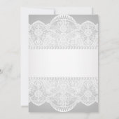 moderne Grijze parelwitte lace vintage bruiloft Kaart (Achterkant)