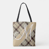 Moderne Grijze Plaid Tartan | Voeg Uw Naam Toe Tote Bag (Achterkant)