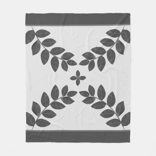 Moderne grijze plantenbladeren fleece deken (Voorkant)